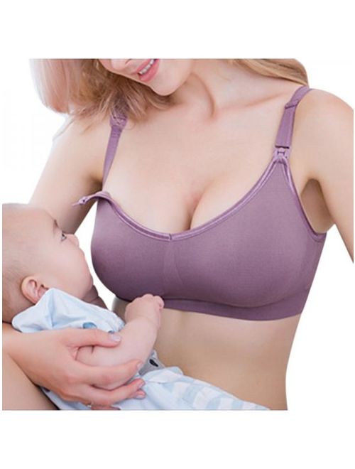 Topumt Womens Nursing Bra Front Buckles Maternity Breastfeeding Pregnant Bra Free Feeding Underwear