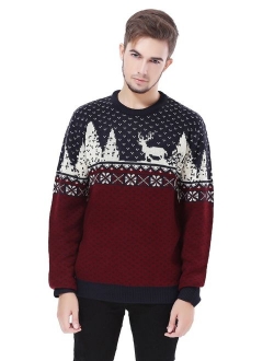 v28 Men's Christmas Reindeer Snowman Penguin Santa and Snowflakes Sweater