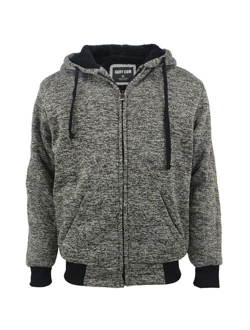 Gary Com Heavyweight Hoodies for Men, 1.8lbs Sherpa Lined Fleece Full Zip Up Plus Size Winter Sweatshirts Jackets