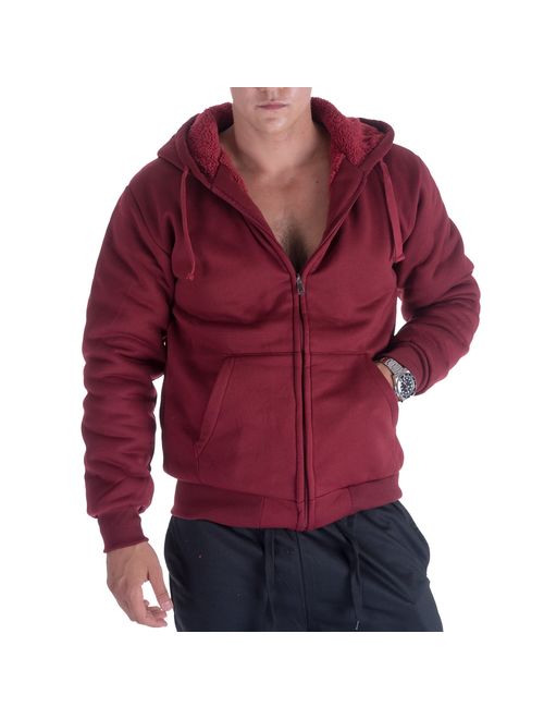 Gary Com Heavyweight Hoodies for Men, 1.8lbs Sherpa Lined Fleece Full Zip Up Plus Size Winter Sweatshirts Jackets