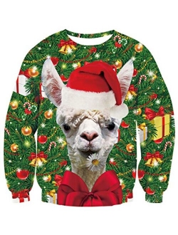 Uideazone Men Women Ugly Christmas Pullover Sweatshirts 3D Digital Printed Graphic Long Sleeve Shirts