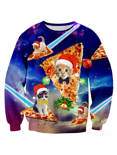 Uideazone Men Women Ugly Christmas Pullover Sweatshirts 3D Digital Printed Graphic Long Sleeve Shirts