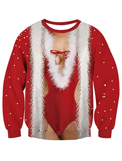 Uideazone Men Women Ugly Christmas Pullover Sweatshirts 3D Digital Printed Graphic Long Sleeve Shirts