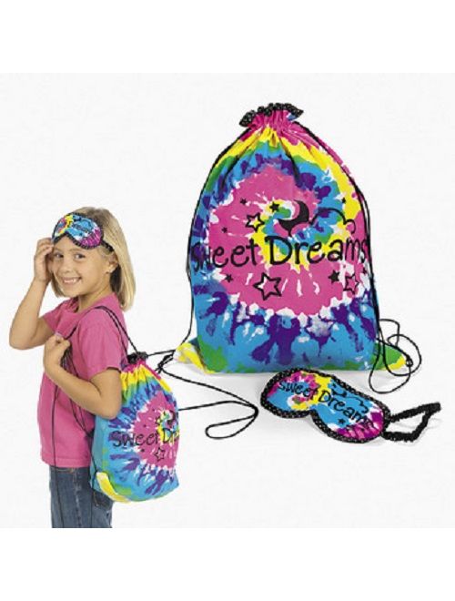 Girls Sleepover Backpack With Eye Mask Tie Dye Fashion