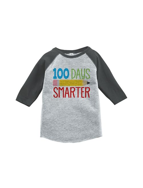 Custom Party Shop Kids 100 Days Smarter School Grey Baseball Tee - 3T