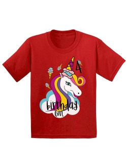 Birthday Girl Toddler Shirt Unicorn Tshirt for Toddler Girls 4th Birthday Party Unicorn Icecream Party for Little Girls Unicorn 4th Birthday Tshirt Birthda