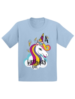 Birthday Girl Toddler Shirt Unicorn Tshirt for Toddler Girls 4th Birthday Party Unicorn Icecream Party for Little Girls Unicorn 4th Birthday Tshirt Birthda