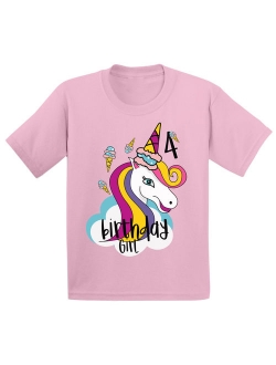 Birthday Girl Toddler Shirt Unicorn Tshirt for Toddler Girls 4th Birthday Party Unicorn Icecream Party for Little Girls Unicorn 4th Birthday Tshirt Birthda