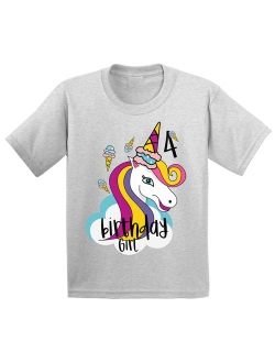 Birthday Girl Toddler Shirt Unicorn Tshirt for Toddler Girls 4th Birthday Party Unicorn Icecream Party for Little Girls Unicorn 4th Birthday Tshirt Birthda