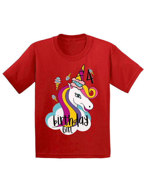 Awkward Styles Birthday Girl Toddler Shirt Unicorn Tshirt for Toddler Girls 4th Birthday Party Unicorn Icecream Party for Little Girls Unicorn 4th Birthday Tshirt Birthda