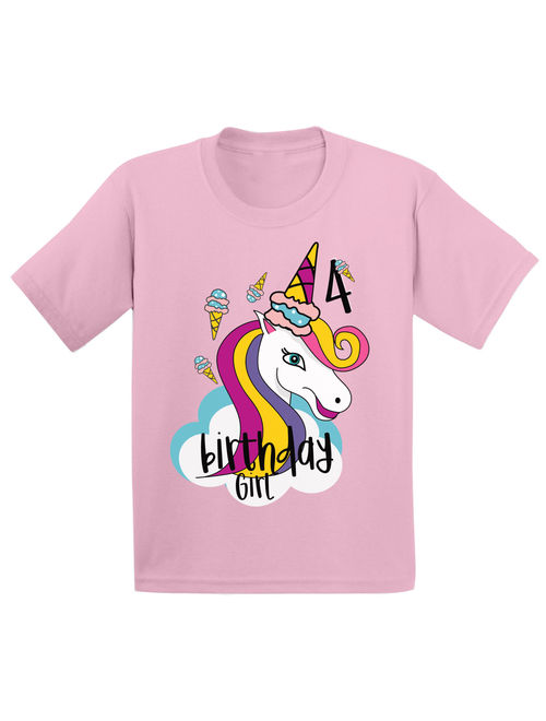 Awkward Styles Birthday Girl Toddler Shirt Unicorn Tshirt for Toddler Girls 4th Birthday Party Unicorn Icecream Party for Little Girls Unicorn 4th Birthday Tshirt Birthda