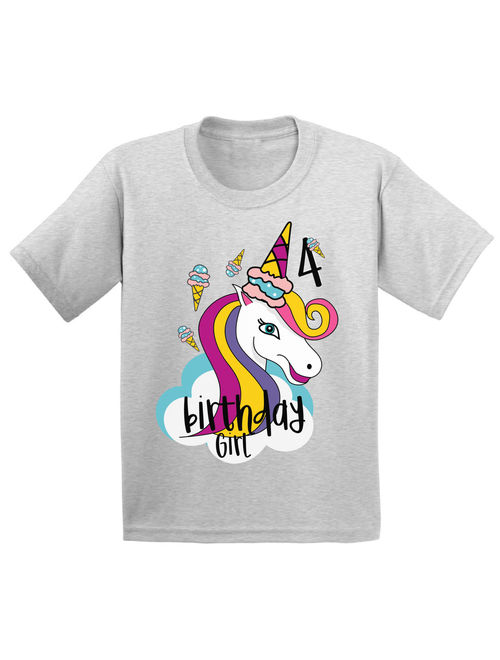 Awkward Styles Birthday Girl Toddler Shirt Unicorn Tshirt for Toddler Girls 4th Birthday Party Unicorn Icecream Party for Little Girls Unicorn 4th Birthday Tshirt Birthda