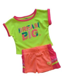 Toddler Girls 2 PC Neon Dream Big Shirt & Mesh Shorts Active Set