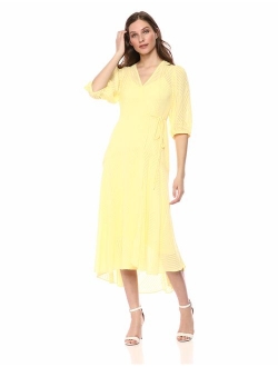 Women's Three Quarter Sleeve Maxi Wrap Dress