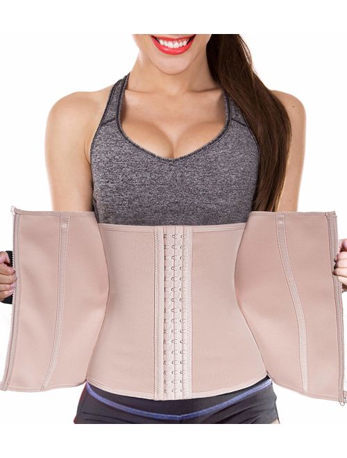 Ursexyly Women Waist Trainer Corset Zipper Hook Shapewear Double Control Body Shaper Tummy Fat Burning Waist Cincher