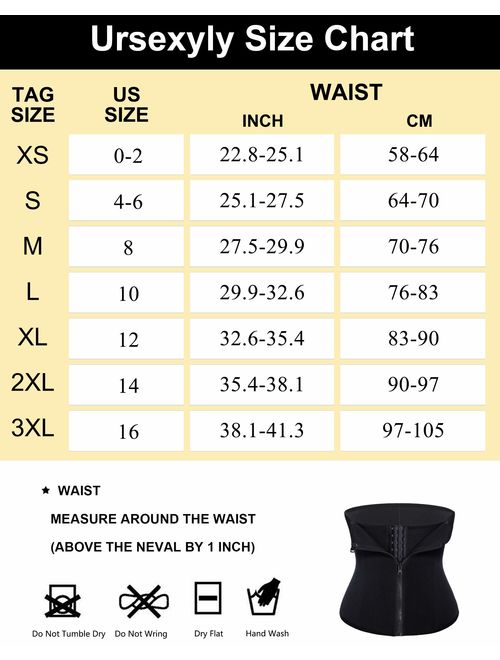 Ursexyly Women Waist Trainer Corset Zipper Hook Shapewear Double Control Body Shaper Tummy Fat Burning Waist Cincher