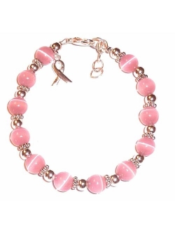 Hidden Hollow Beads Pink Breast and Multi Cancer Awareness Bracelet, Great for Fundraising, 7 in Size, 8mm