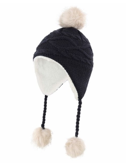 Home Prefer Girls Sherpa Earflaps Hat Kids Winter Hat Beanie Fuzzy Peruvian Hat