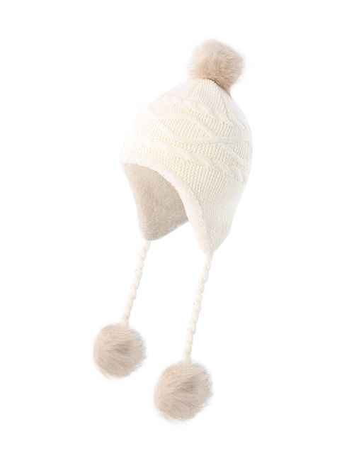 Home Prefer Girls Sherpa Earflaps Hat Kids Winter Hat Beanie Fuzzy Peruvian Hat