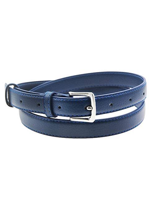 Maikun Womens Belt Skinny Leather Solid Color Pin Buckle Simple Waist for Girls Ladies