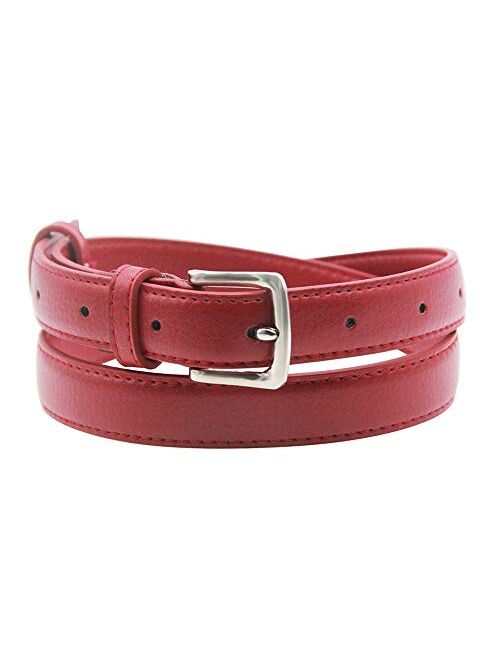 Maikun Womens Belt Skinny Leather Solid Color Pin Buckle Simple Waist for Girls Ladies