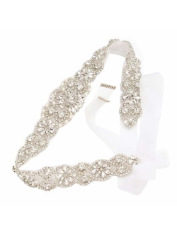 Bridal Rhinestone Wedding Belts Hand Clear Crystal 22In Length For Bridal Gowns