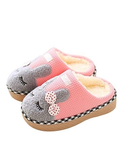 JACKSHIBO Girls Boys Home Slippers Warm Dinosaur House Slippers for Toddler Fur Lined Winter Indoor Shoes