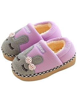 JACKSHIBO Girls Boys Home Slippers Warm Dinosaur House Slippers for Toddler Fur Lined Winter Indoor Shoes