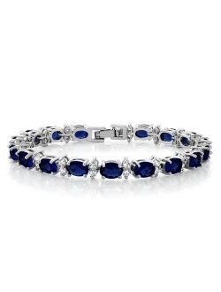 Gem Stone King 20.00 Ct Gorgeous Oval and Round 7inches Sparkling Cubic Zirconia CZ Tennis Bracelet