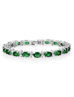 Gem Stone King 20.00 Ct Gorgeous Oval and Round 7inches Sparkling Cubic Zirconia CZ Tennis Bracelet