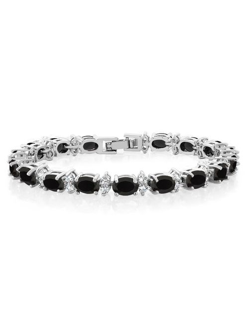 Gem Stone King 20.00 Ct Gorgeous Oval and Round 7inches Sparkling Cubic Zirconia CZ Tennis Bracelet