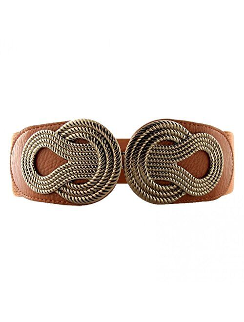 VOCHIC Womens Wide Elastic Waist Belt for Dresses Ladies Stretch Belts with Interlock Buckle