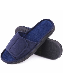 LongBay Men's Comfy Memory Foam Slide Slippers Breathable Micro Suede House Shoes