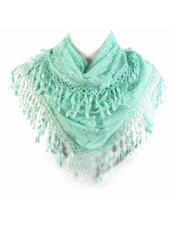 Scarfand's Feminine Lace Infinity Scarf with Teardrop Fringes