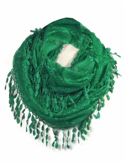 Scarfand's Feminine Lace Infinity Scarf with Teardrop Fringes