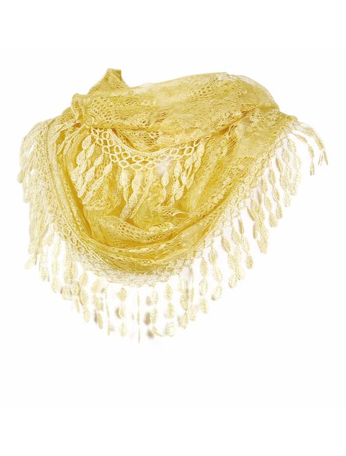 Scarfand's Feminine Lace Infinity Scarf with Teardrop Fringes