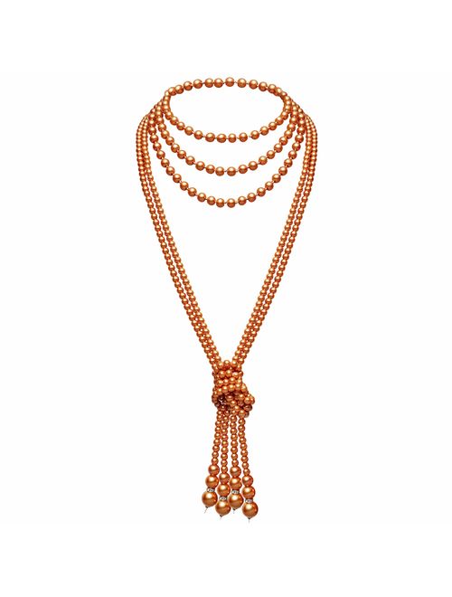 BABEYOND Art Deco Fashion Faux Pearls Necklace 1920s Flapper Beads Cluster Long Pearl Necklace for Gatsby Costume Party