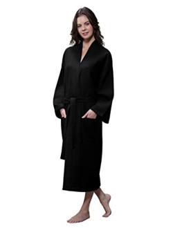 Turquaz Linen Lightweight Long Waffle Kimono Unisex Spa Robe