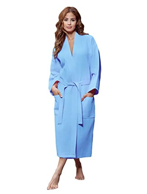 Turquaz Linen Lightweight Long Waffle Kimono Unisex Spa Robe