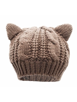 Bellady Women's Hat Cat Ear Crochet Braided Knit Caps