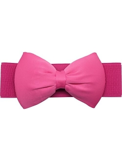 Meta-U Women Cute Bow/Flower Wide Elastic Waist Belt - Adorable Dress Accessory