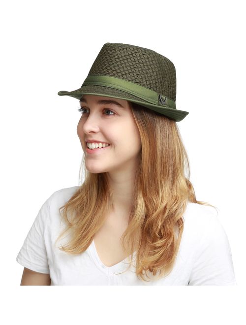 Black Horn Light Weight Classic Soft Cool Mesh Fedora hat