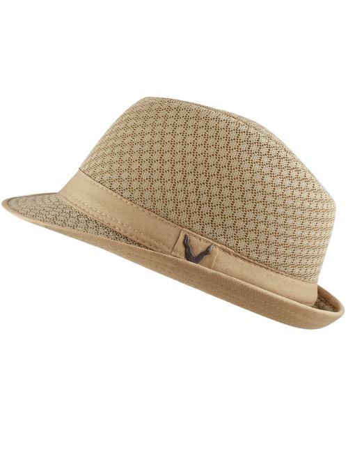 Black Horn Light Weight Classic Soft Cool Mesh Fedora hat