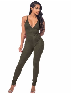 Sedrinuo Women's Top Cross Backless Jumpsuit