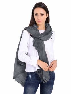 GERINLY Lightweight Cotton Scarf Fashion Lace Designed Women Wrap Shawls