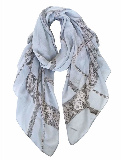 GERINLY Lightweight Cotton Scarf Fashion Lace Designed Women Wrap Shawls