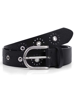 JASGOOD Women's Hollow Flower Genuine Cowhide Leather Belt With Alloy Buckle