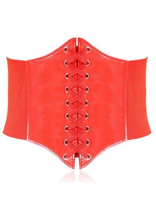 HANERDUN Lace-up Waspie Corset Belts for Women Elastic Waist Belt Tied Retro Wide Belt