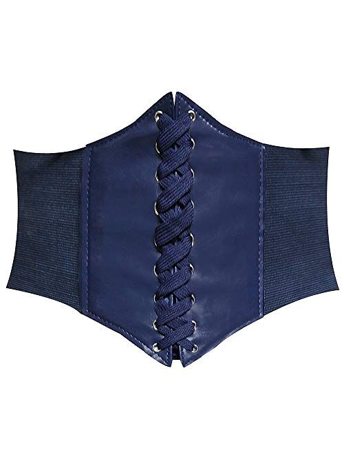 HANERDUN Lace-up Waspie Corset Belts for Women Elastic Waist Belt Tied Retro Wide Belt