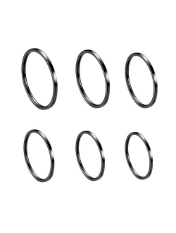 ALEXTINA Women's 6 Pieces Stainless Steel 1MM Thin Midi Stacking Rings Plain Band Comfort Fit Size 4 to 9